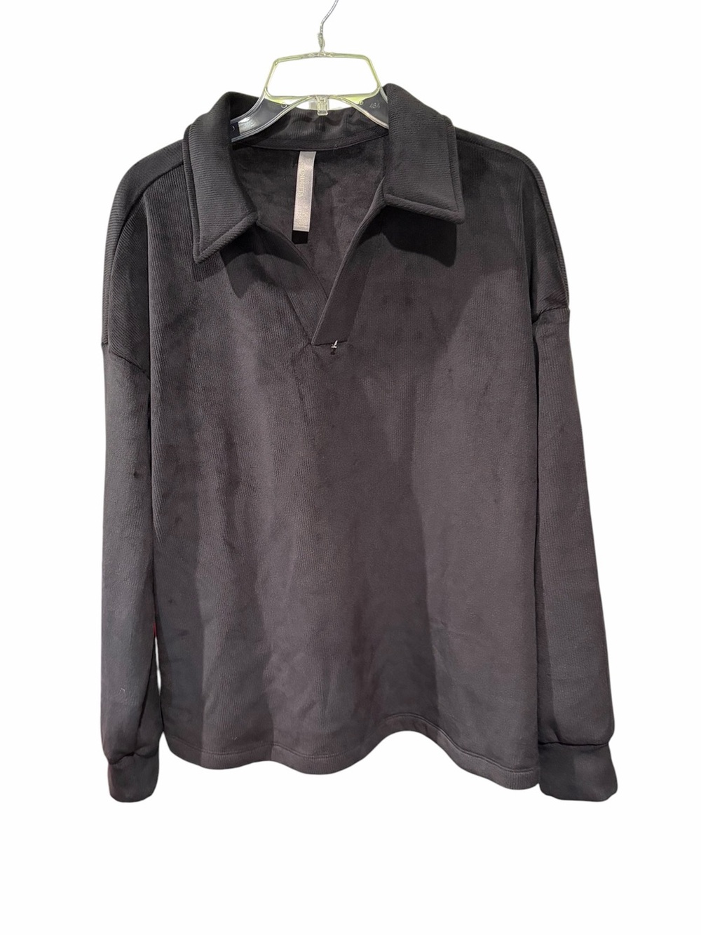 Mondetta NWT Black Collared Velour Pullover Sweatshirt Women’s XXL